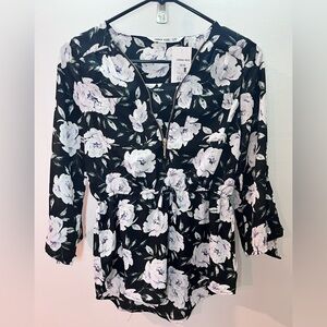 NWT Urban Kids Floral Zip Front Blouse — Size 14/16 (L)